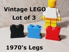 LEGO Vintage LEGS Lot of 3 Red Black Blue One Piece Retro 70's Original Body