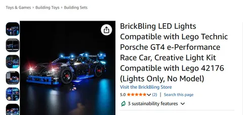 Lego Technics Brick Light kit for Technic Porche GT4 kit (Lego model# 42176)