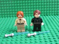 Lot 2 Lego Star Wars minifigs Obi-Wan Kenobi Anakin Skywalker lightsaber WH66
