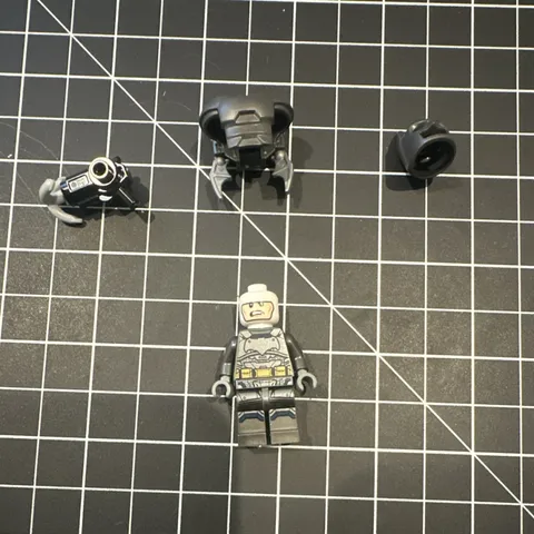 LEGO Minifigure Gray Armored Figure w/ Helmet Armor and Weapon Accessories