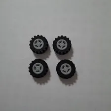 Lego Lot Of 4 Light Gray 5/16 Wheel With 15x6 MM Tire 87414 4624 