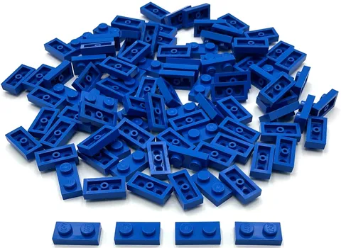 Lego 100 New Blue Plates 1 x 2 Stud Pieces
