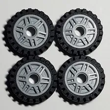 Lot Of 4 Lego 13971 Wheel 18mm D. x 8mm 61254 Tire 24mm D. x 7mm Offset Tread