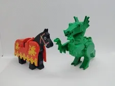 Vintage Lego Castle Horse Barding Red and Yellow + Vintage Lego Dragon