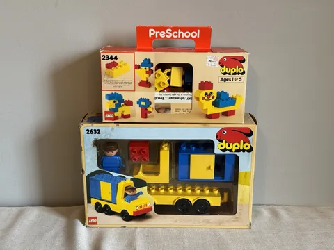 New - Vintage Lego Duplo 2344 & 2632 Transport Cargo Delivery Truck Sets Sealed
