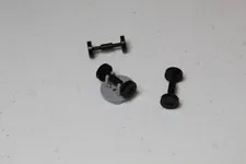 (1) LEGO Plate Round 2x2 + Tiny Black Wheels x3 (2655 + 2496) - Light Gray