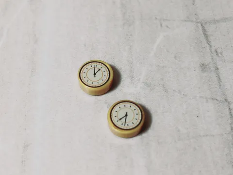 New LEGO Clock Face Printed 1x1 Lot of 2 GOLD Print Dial Train Station Watch