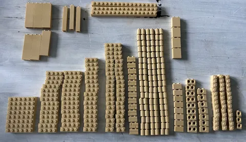 LEGO Tan Brick Lot 240 Pieces Mixed 1x1 1x2 1x3 1x4 1x6 1x2x5 1x1x5 Bricks Bulk