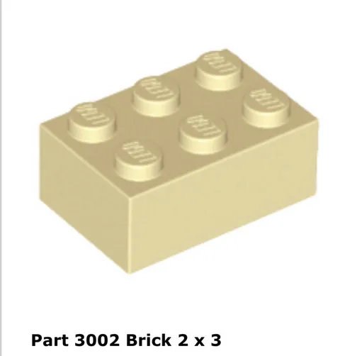 LEGO Tan 2x3 Brick (3002)- 100 New Pieces - Building Bricks