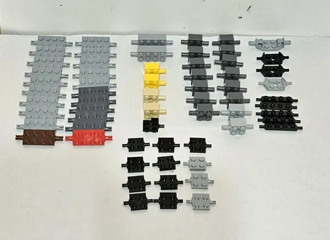 LEGO 64 Modified Plates W/Pins Angled Supports Axle Holes Wheel Holders