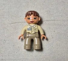 Lego Duplo Zoo Zookeeper Figure With Brown Ponytail & Beige Uniform