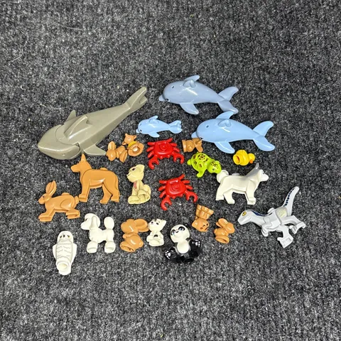 LEGO Animal Figures Parts Lot Panda Dolphin Dinosaur Bunny Dog Turtle