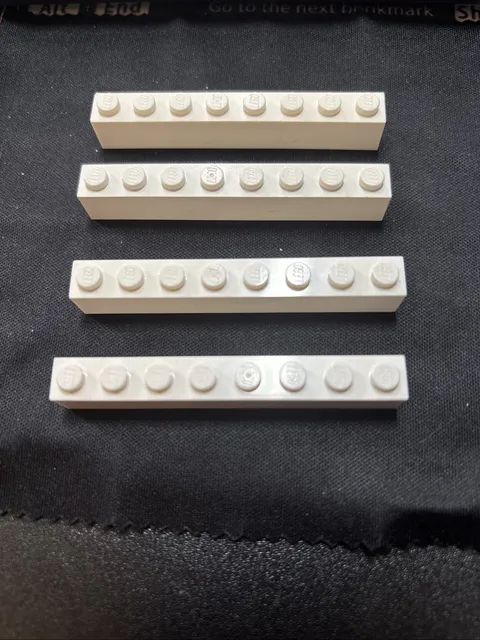 Lego Parts 3008 (4pcs) Brick 1x8 White