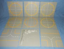 Lot of 9 Grey Lego Space Base Plates - Roadways, Landing Pads, Moon Crater