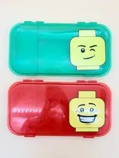 LEGO Minifigure Storage Case Lot 2 Red Green 499230 2011 Organizer Boxes