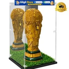 Custom Acrylic Display Box for LEGO 43020 FIFA Trophy - Mirror Back & Green Turf