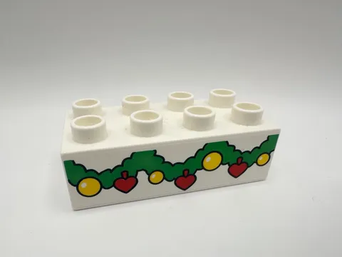 Lego Duplo Printed Block Brick, White With Christmas Garland