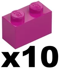 Lego New Part 3004 - Qty 10 - BRICK Magenta 1 x 2 Stud Pieces D941