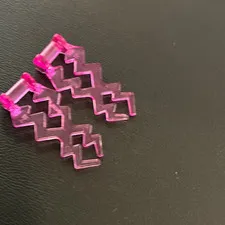 LEGO Transparent Pink Zigzag Lightning Pieces Parts Lot of 2