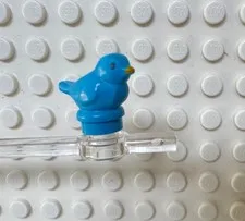 LEGO Bird Small w Black Eyes and Bright Light Orange Beak 41835pb01 Dark Azure