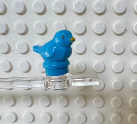 LEGO Bird Small w Black Eyes and Bright Light Orange Beak 41835pb01 Dark Azure