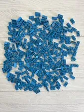 LEGO DARK AZURE BLUE LOT 258 PCS 1X2 PLATE PANEL SLOPE GRILLE CLIP AZUR VARIETY