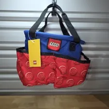 LEGO STORAGE Organizer Bag Pockets Red Blue Travel Tote Toy Bucket