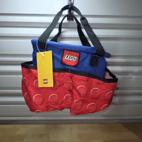 LEGO STORAGE Organizer Bag Pockets Red Blue Travel Tote Toy Bucket