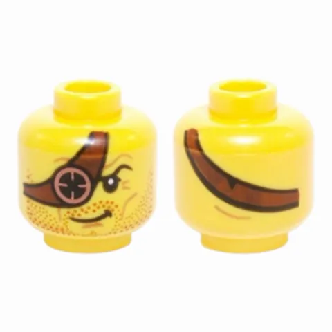 LEGO Minifigure, Head Beard Stubble Dark Red, Reddish Brown Eye Patch