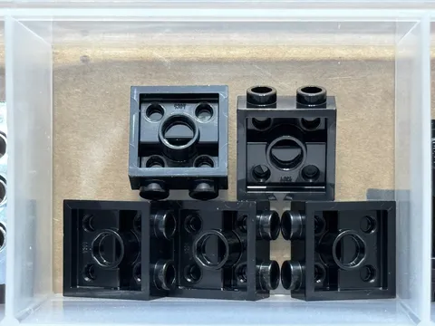 LEGO Parts - Black Plate 2 x 2 x 2/3 with 2 Studs on Side - No 4304 - QTY 5