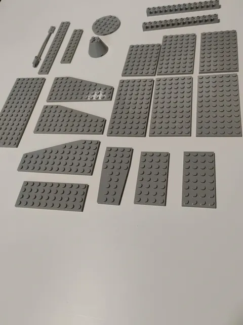 LEGO Blocks Assorted Flat Pieces 21 Gray Pieces