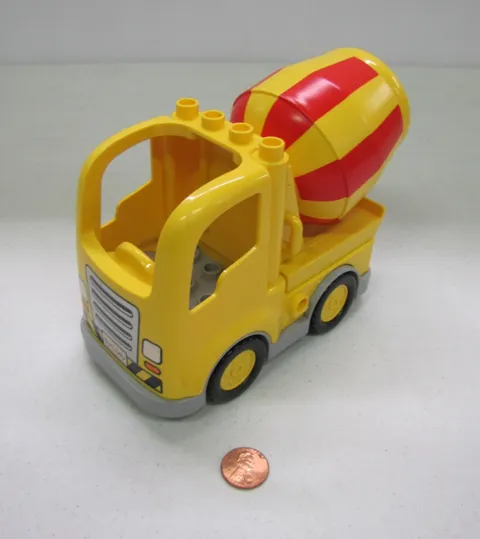 Vtg Lego Duplo Yellow & Red Cement Mixer Truck Vehicle Construction Turns