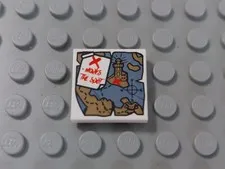Lego 75903 - 2 x 2 Tile with X MARKS THE SPOT and Treasure Map  - Used