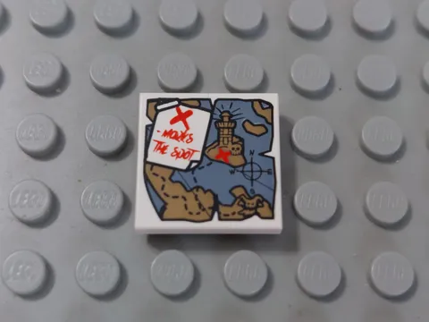 Lego 75903 - 2 x 2 Tile with X MARKS THE SPOT and Treasure Map  - Used