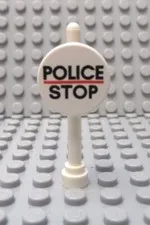 LEGO Police Stop Barricade ROAD SIGN Danger Warning Street with Pole