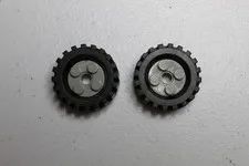 2x LEGO 2346 Tires 30x10.5 Offset w/ gray rims and round hole