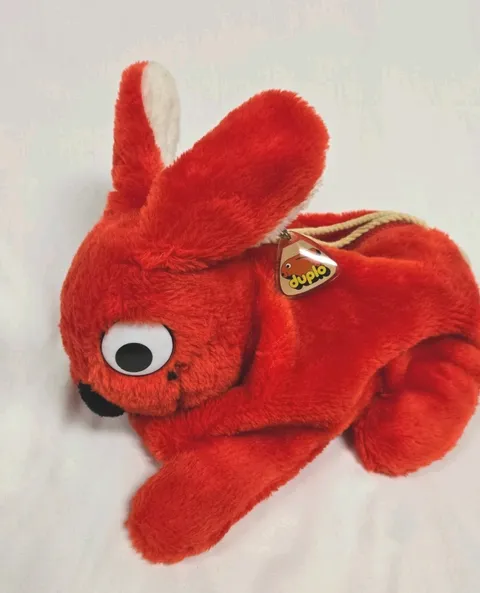 Duplo Plush Bunny Lego Block Carrier Bag Red Zipper Handle Plush 1984 Vintage