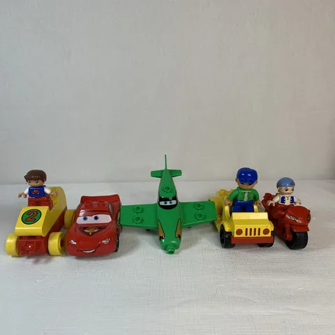 Lego Duplo LOT Of 8 Mini Figures Cars  Pixar Motorcycle Truck Lightning McQueen