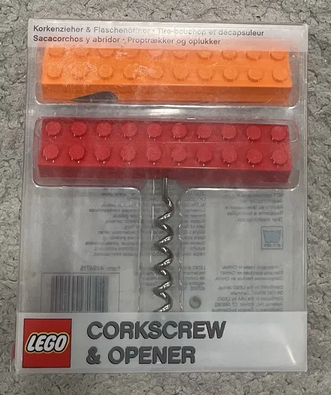 Lego Corkscrew & Bottle Opener Set Wine Cork Puller 4494715 BRAND NEW IN BOX NIB