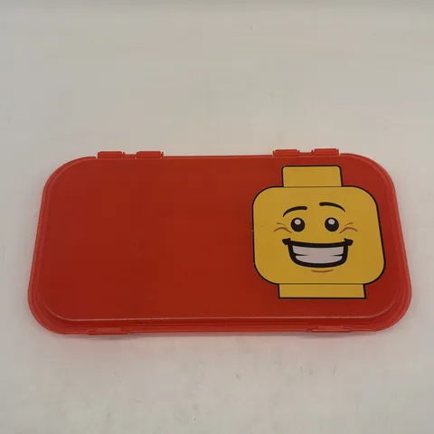 Lego MiniFigure Storage Carry Case Pencil Box Red with Yellow Smiling!