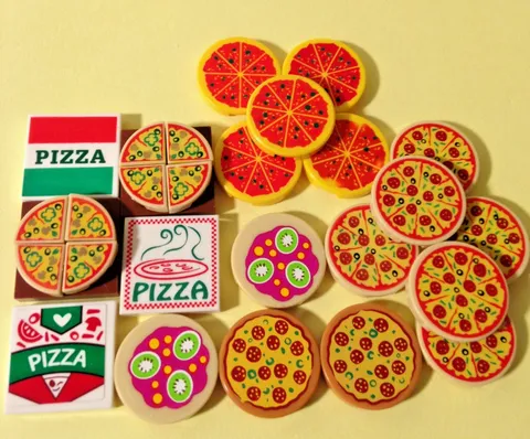 Lego Pizza miniatures - LOT OF 28 pieces - Pizza Slices/New York Style/Delivery 