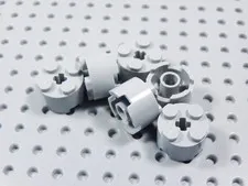LEGO Lot of 6 Light Bluish Gray Round 2x2 Bricks w/ Axle Hole BR
