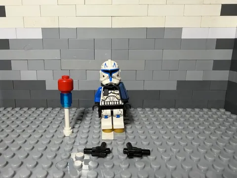 LEGO STAR WARS Captain Rex Minifigure w/ Arm Cloth, Kama, & Two Blasters