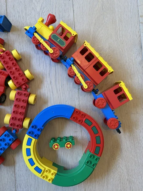 LEGO DUPLO Lot Train Set Lot w/ Engine, Cars, Bus, Track & Vehicles