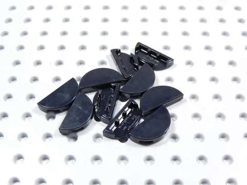 LEGO Lot of 10 Black 1x2 Smooth Half Round Tile Plates BH