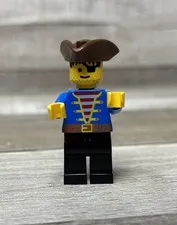 Lego Pirates Minifig pi080 Blue Jacket Brown Triangle Hat Pirate 6286