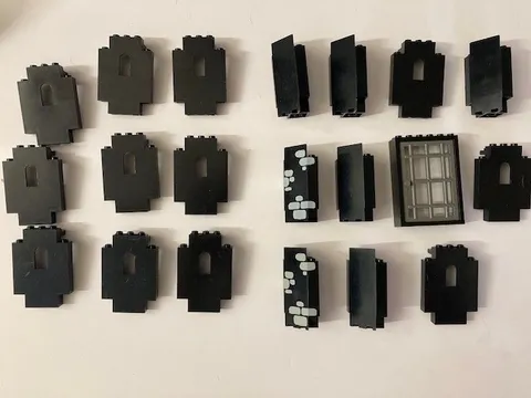 Lego Lot 20 Black Panel 2 x 5 x 6 Wall w/ Window corner variety 6090 castle