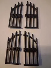O-1 Lego Lot 4 Black Gate 1 x 4 x 9 Arched w/ Bars Studs 70655 7785 4480 42448