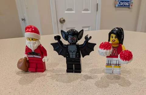 Lego Series 8 Collectible Minifigures 8833 Vampire Bat, Santa Clause, Cheerleade