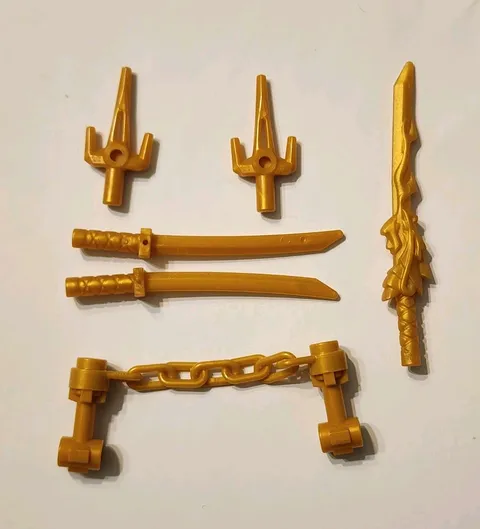 NEW LEGO® 6 Ninjago Gold Weapons Set For Minifigures Sword Of Fire Katanas 